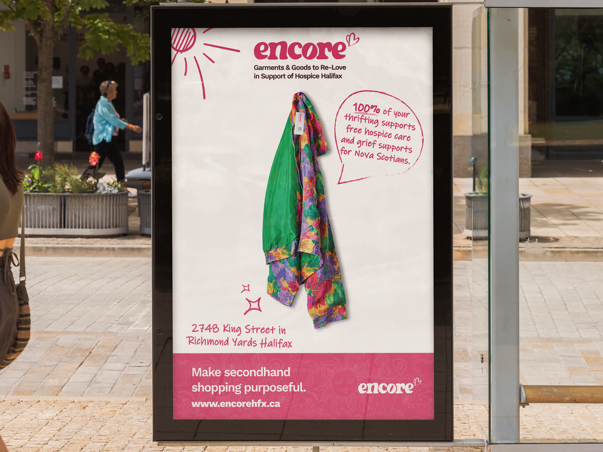 Encore branding and bus stop advertising