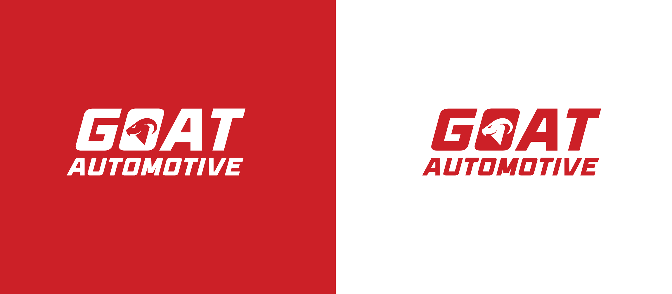 Goat Automotive wordmark in red and white