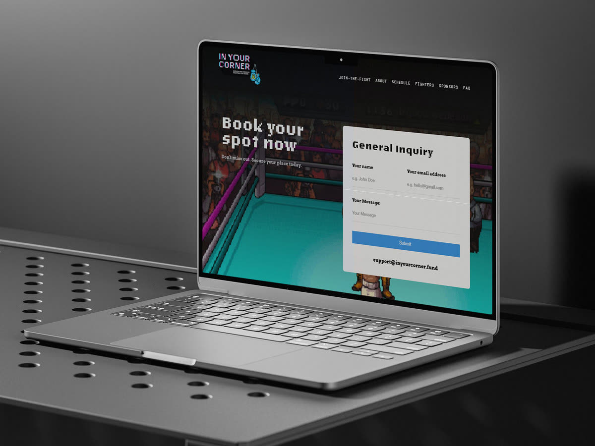 In Your Corner website booking and inquiry page