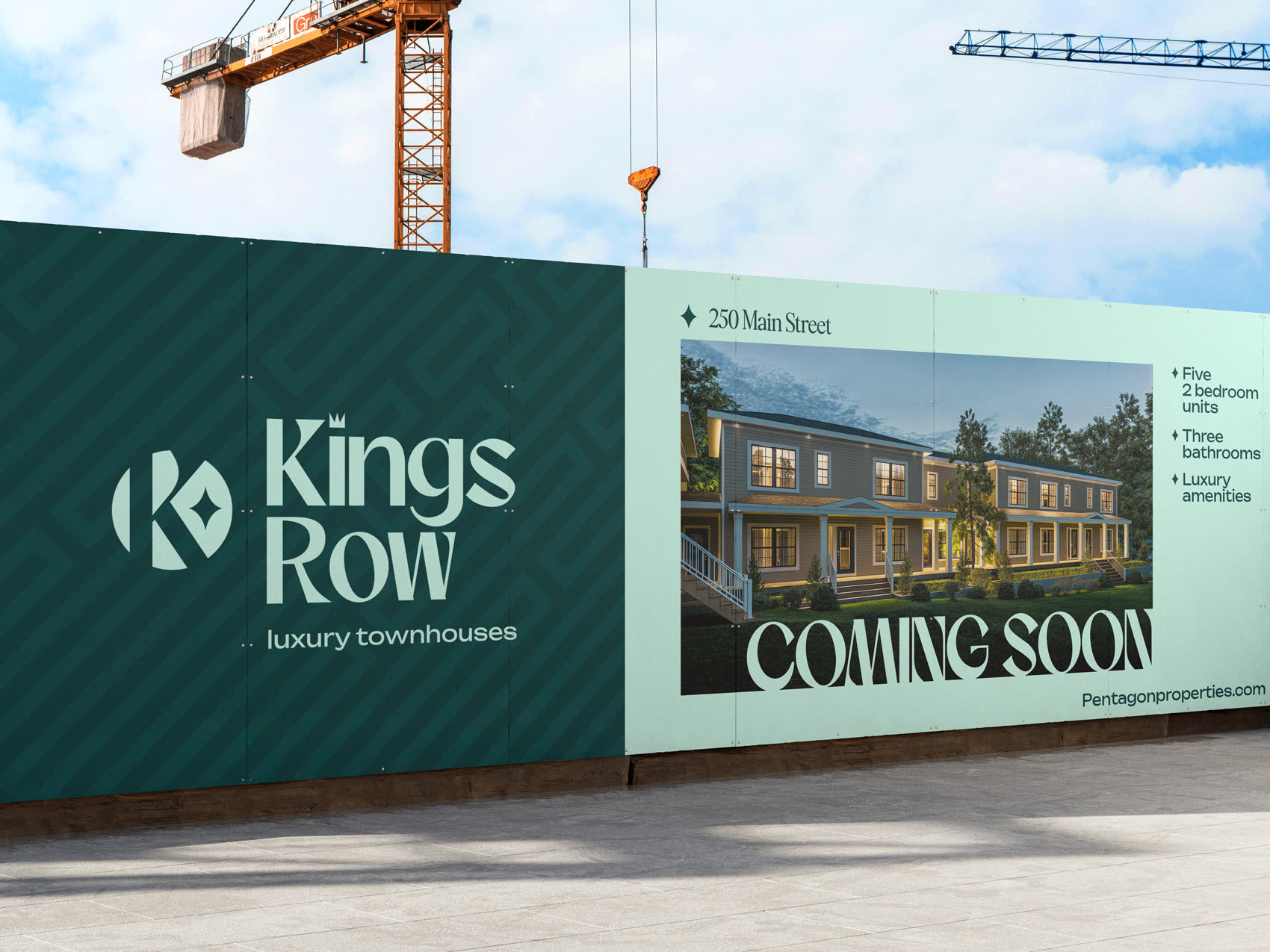 Kings Row hoarding with the coming soon panel